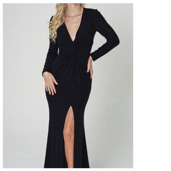 AMELIA COUTURE Long Sleeve Black Size 10 Gown Shimmer Mermaid Whimsigoth Elegant - Picture 1 of 14